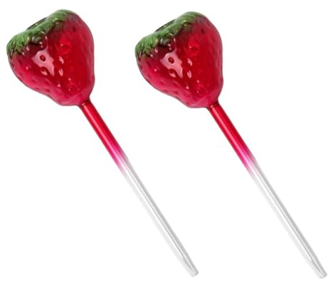 Housoutil Globos de Riego Automático de Vidrio para Plantas 2 Piezas Sistema de Autorriego Ajustable Esferas Decorativas Diseño de Fresa para Interior y Exterior Cuidado Práctico de