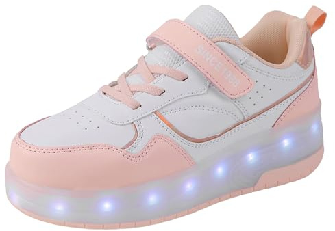 Fashionabla barnskor med integrerade hjul, tjock sula, lätta uppladdningsbara skridskor, sneakers för flickor