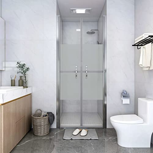 Porte de douche semi-mat en verre de sécurité ESG de 5 mm, cadre en aluminium, 88-91 x 190 cm, cabine de douche réglable avec poignée, porte pliante pour douche sans obstacle dans la salle de bain
