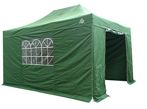 All Seasons Gazebos 3x4.5m Heavy Duty Fully Waterproof Pop up Gazebo with 4 Premium Side Walls - Green