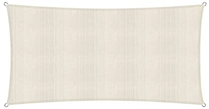 Lumaland Sonnensegel Rechteckig 2 x 4 Meter | Wetterbeständiger Sonnenschutz inkl. Befestigungsseile | Terrasse, Garten & Balkon Schattenspender aus HDPE Segelstoff mit UV Schutz [Creme]