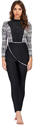 Seafanny Modest Muslim Swimwear for Women Full Coverage Swimming Beachwear Swimsuit Hijab Swimwear Svart 48