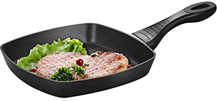 Qesnox Grill Pan Non Stick Induction Griddle Pan 24CM - Non Stick Grill Pan with Heat Resistant Handle - PFOA Free Non Stick Coating - All Stoves Compatible.