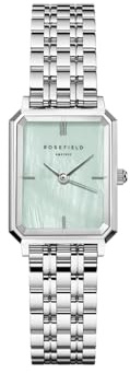 Rosefield Octagon XS Damen-Armbanduhr – goldenes Armband – Damenuhr mit weißem Zifferblatt – Edelstahl – robust 3 ATM – luxuriös elegant für den Alltag, Türkis/Aqua 441, One Size, Klassisch