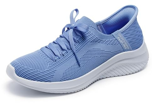 Skechers Women's Ultra Flex 3.0 Brilliant Path, Periwinkle Knit/Pink Trim, 3.5 UK