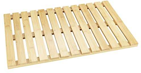 Basera Bambusmatte Natur für Badezimmer mit Anti-Rutsch-Pads (60 x 40 cm)