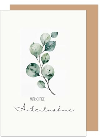 Edition Seidel Premium Trauerkarte mit Umschlag. Beileidskarte Trauer Karte Aufrichtige Anteilnahme letzter Gruß Mitgefühl Eukalyptus Zweig Aquarell (T1176 SW024)