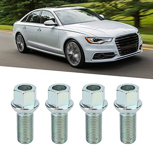4 Pièces Boulons de Roue OEM, Pièces D'Accessoires de Roue Chromés 14x1,5 Boulons de Cosse Siège à Bille, Boulons de Roue Vis M14x1,5 Accessoires de Filetage Adaptés pour