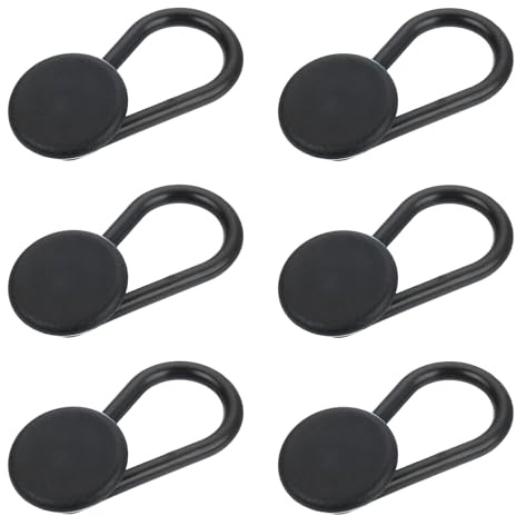 sourcing map Button Extenders for Jeans, 6Pcs 15mm - Flexible Pants Button Extender, Pants Waistband No Sew Instant Extension Button for Men and Women (Black)