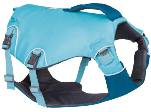 Ruffwear Confluence Hundeschwimmweste, Sicherheitsgeschirr und Schwimmhilfe für kleine Hunde, 2 Hilfsgriffe, wasserdichte Rettungs- und Schwimmhilfe für Haustiere, Bioluminblau, Größe S