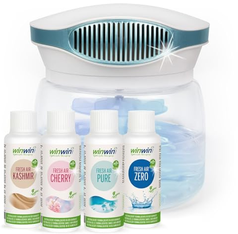 winwinCLEAN® SET: MASTER Bowl 4.0 + 4x100ml veganes Raumluftdeo I Luftreiniger, Air Purifier mit Wasserfilter entfernt Schadstoffe Pollen Staub Tierhaare Schimmel | Ideal für Allergiker & Asthmatiker