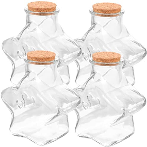 Holibanna 4pezzi Bottiglie Di Vetro Trasparente Tappo Di Sughero Fiale Piccole Per Pozioni Barattoli Vuoti Per Incantesimi o Decorazioni a Forma Di Stella
