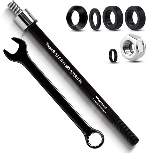 GARNELRHUN Thru Axle Bicycle Trailer M12 x 1.5 160-178 mm Thru Axle Coupling Adjustable Shaft Length, Thru Axle Compatible with Most Bicycle Trailer Couplings - For Cyclists