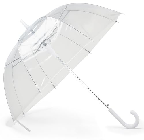 TIGREZ Windproof Clear Dome Umbrella for Wedding - Transparent Birdcage Wedding Umbrellas for Bride and Groom - Clear See Through Birdcage Dome Bride or Bridesmaid Brolly (1)