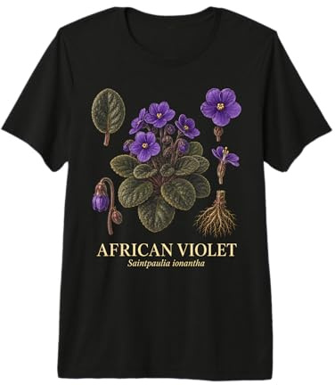 African Violet Saintpaulia Ionantha Vintage Plant Study Premium T-Shirt