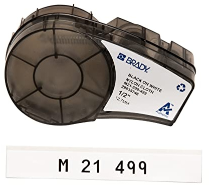 Brady (M21-500-499) Ruban en tissu nylon pour étiqueteuses BMP21-PLUS et BMP21 12.70 mm x 4.88 m Noir sur blanc