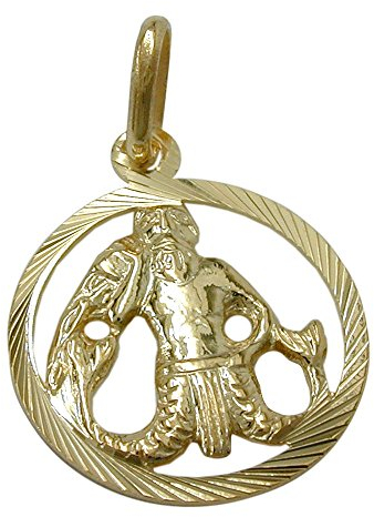 Anhänger 15mm Sternzeichen Wassermann 9Kt GOLD