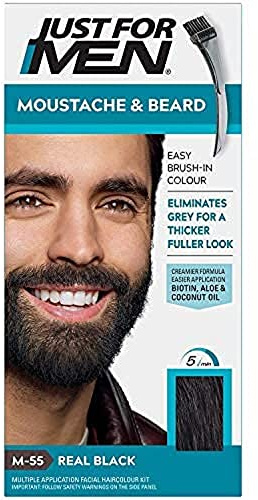 JUST FOR MEN Color Gel Mustache & Beard M-55 Real Black 1 Each (Pack of 5)