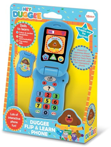 Hey Duggee Spielzeug, Flip & Learn Spielzeugtelefon für Kinder - Hilft bei der Entwicklung von Kindern, Lernen, Problemlösung, Kommunikation, Hand-Augen-Koordination und Motorik, ab 18 Monaten, Blau