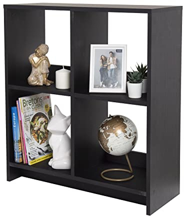 Iris Ohyama, Librería cubo / Estante abierto de madera / Mueble con 4 estantes / Estante abierto de madera, Modular, Diseño, Oficina, Casa, escuela - Wood Open Shelf - WOS-4 - Roble negro