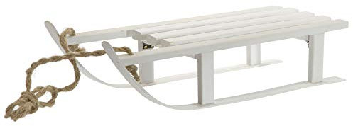 Deko-Schlitten aus Holz - Dekoschlitten - Holzschlitten zur Deko (L 50 x B 22 x H 11, Weiß)
