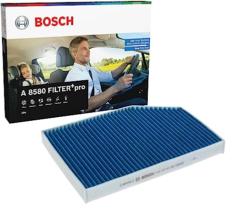 Bosch A8580 FILTER+pro Cabin Filter, High Efficiency Replacement Filter - Works Effectively Against Pollen, Fine Dust, Mold and Bacteria - for Cleaner Air Inside the Vehicle