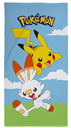Pokemon Nintendo Pikachu Badetuch Handtuch Strandtuch Strandlaken 70x140 cm Schadstoffgeprüft Öko Tex Standard 100, 100% Baumwolle
