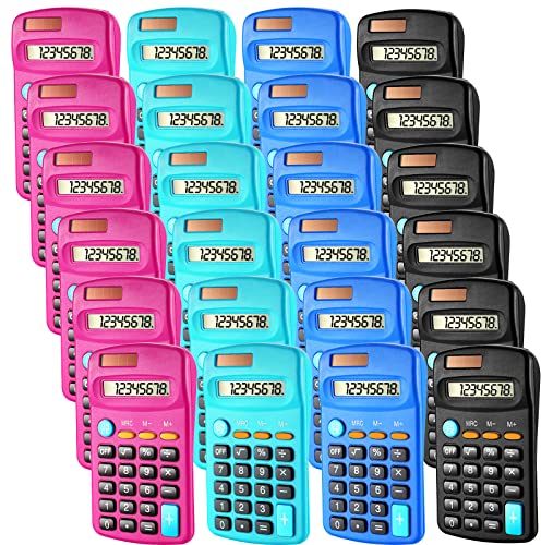 Kanayu 24 Pcs Pocket Basic Calculators, Dual Powered 8 Digit,Fresh Color