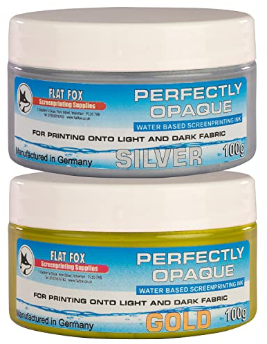 Flat Fox Siebdruck-Tinten auf Wasserbasis (Gold- und Silber-Set, 100 g)