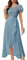 Berylove Formal Evening Dresses for Women – Wedding Dresses, Short Sleeves, Ruffled, Long Evening Dresses, Prom Dresses, Blue / Grey, M
