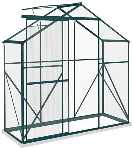 Outsunny 6 x 2.5 ft Polycarbonate Greenhouse Aluminium Green House, Green
