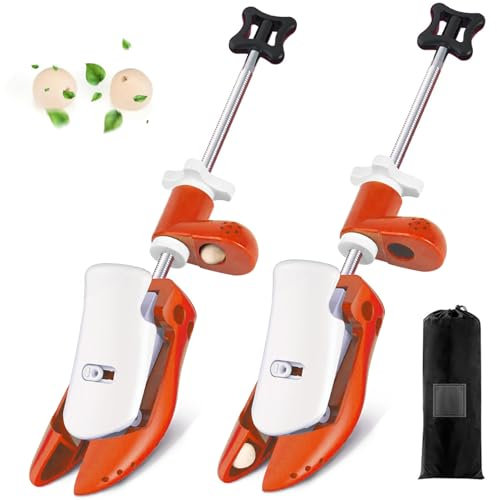 UNIKOO Professional Shoe Stretchers Wide Feet for Men Women, Shoe Tree Expander Adjustable Length & Width & Height (Men Size 4-8.5/Women Size 5-10, Orange)