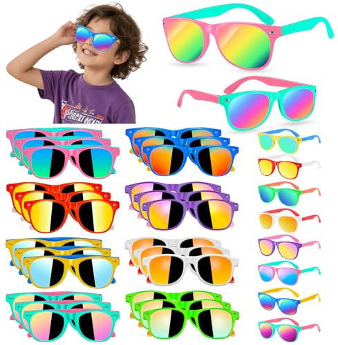 24Pack Kids Sunglasses Bulk Party Favors for Kids 4-8 Neon Toddler Sunglasses Goodie Bag Stuffer Summer UV400 Protection Classroom Prizes Outdoor Pool Birthday Party Supplier Class Prizes Box Gifts