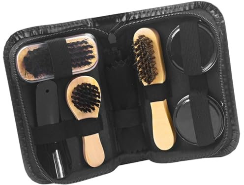 rockible Kit d'entretien de chaussures en cuir, cirage de chaussures, outils de nettoyage pour bottes en cuir, réparation