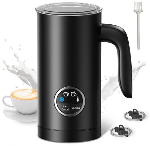PARIS RHÔNE Milchaufschäumer, 4 in 1 Milchaufschäumer Elektrisch mit Griff, 300ml Milchaufschäumer Induktion für Heißer und Kalter Milchschaum, Warme Milch, Kaffee Latte, Macchiato, Cappuccino