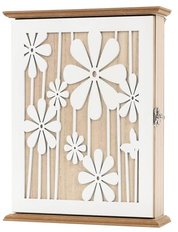 BlyeMichdi Cassetta Portachiavi da Parete in Legno, Cassetta Portachiavi da Muro, Appendi Chiavi a Muro con 6 Ganci, Cassetta Porta Chiavi per Corridoio D'ingresso Camera da Letto, 26 X 20 X 6 Cm