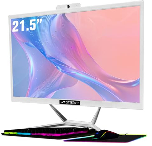 STGsivir Ordenador de sobremesa todo en uno, pantalla de 21,5 pulgadas, Core i5 hasta 3,6 GHz, 16 GB de RAM, 512 GB SSD, WiFi 5, Bluetooth, W10H64, color blanco