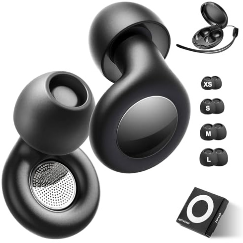 Earplugs 2 Tappi Orecchie Dormire Tappi per Orecchie Antirumore Riutilizzabili Comodissimi in Silicone Flessibile per Dormire, Concentrarsi, Viaggiare 25-35 dB SNR（Nero）