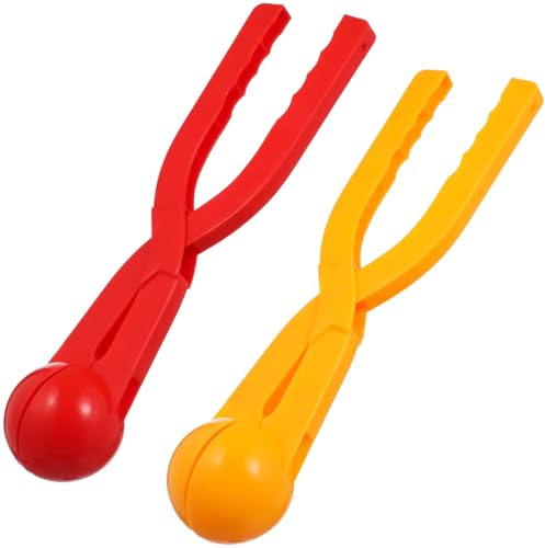 CVUTOVO Pinces à Boules de Neige pour Batailles de Boules en Plastique Lot de 2 avec Poignée Confortable Anti-Gel de Couleur Aléatoire pour Garçon et Filles, Jouets d'hiver D'extérieur