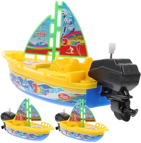 BESPORTBLE Lot de 3 Jouets de Bain à Remonter en Plastique Voilier pour Bébé Garçon et Filles, Taille Moyenne, Couleurs Aléatoires, Jouets de Piscine Amusants pour Salle Couleur Aléatoire
