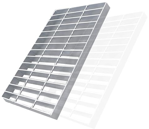 Griglia in Acciaio Zincato, Canaletta Scolo Acqua Piovana, Griglia Scarico Terrazzo, Griglia Zincata Calpestabile in Metallo Argentato per Drenaggio, Cemento, Cortile(50x25x3cm)