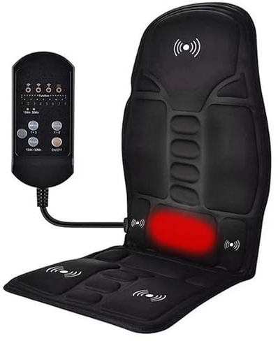 Ccarzzi Back Massager with Heat, Full Body Massage Chair Mat with 5 Vibration Motors, 8 Modes & 3 Intensity Levels, 15/30 Mins Timer, Deep Kneading Massager for Home Office