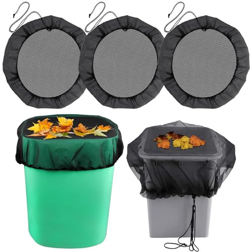 3 unidades de red para barriles de lluvia con goma elástica, 60 cm, cubierta ajustable para el depósito de lluvia, protección contra hojas e insectos