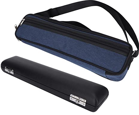 Stylebest Custodia per Flauto Portatile con Imbottitura in Flanella e Pelle PU per Musicisti, Design Leggero in Tessuto Oxford, Colore Nero Blu