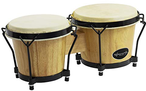 World Rhythm BON7-NT Tambores Bongos de roble para principiantes de 6 y 7 (15,24cm y 17,78cm) en bongos con acabado natural