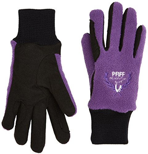 Pfiff 101657 Kinder Handschuhe Fleece, warme Fleecehandschuhe, Kinderhandschuhe, Schwarz / Lila 12 Jahre