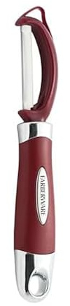 Farberware Pro2 Euro Vegetable Peeler with Ergonomic Handle, Razor-Sharp Stainless Steel Swivel Blade, Dishwasher Safe - Red, Peelers for Kitchen Use on Potatoes, Fruits, and More