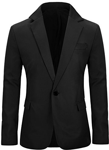 Allthemen Mens Casual Blazer Suit Jackets Slim Fit One Button Solid Suits Coat Casual Jacket Tops, Black, XXL