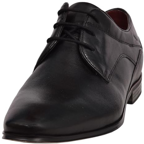 bugatti Homme Chaussure Basse Business en Cuir de Haute qualité, Derby aux Lignes élégantes, Noir, 41 EU