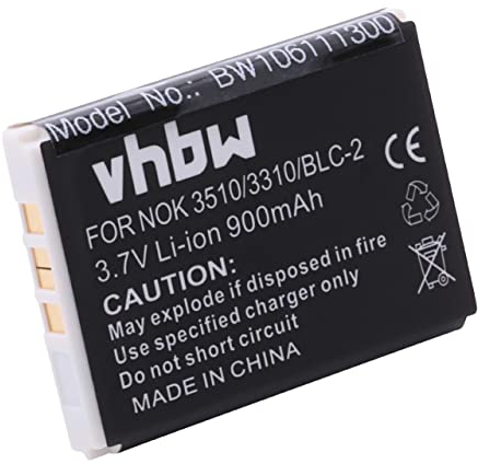 vhbw batteria compatibile con Nokia 3390, 1221, 1260, 1261, 3330, 2260, 3310, 3315, 3350, 3360, 3385 smartphone cellulare (900mAh, 3,7V, Li-Ion)